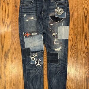 Polo Ralph Lauren Astor  Slim Boyfriend Jeans – Size 29 patchwork distressed